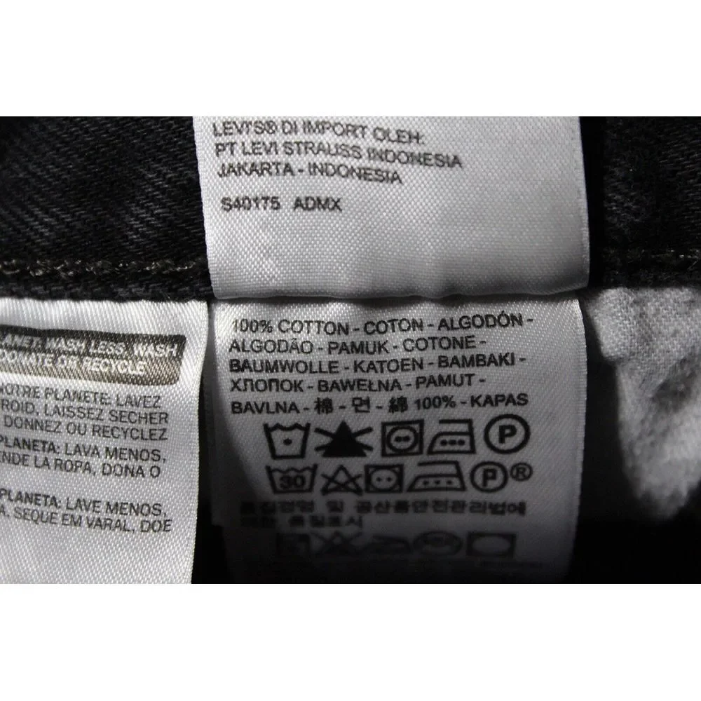 Levi's Jeans Mens 40x30 Black Denim 501 Orginal‎ Fit Stretch American Cowboy